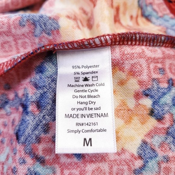 LuLaRoe Amelia Dress‎ Red Yellow Orange Floral Roses Pockets M Medium - Picture 12 of 12